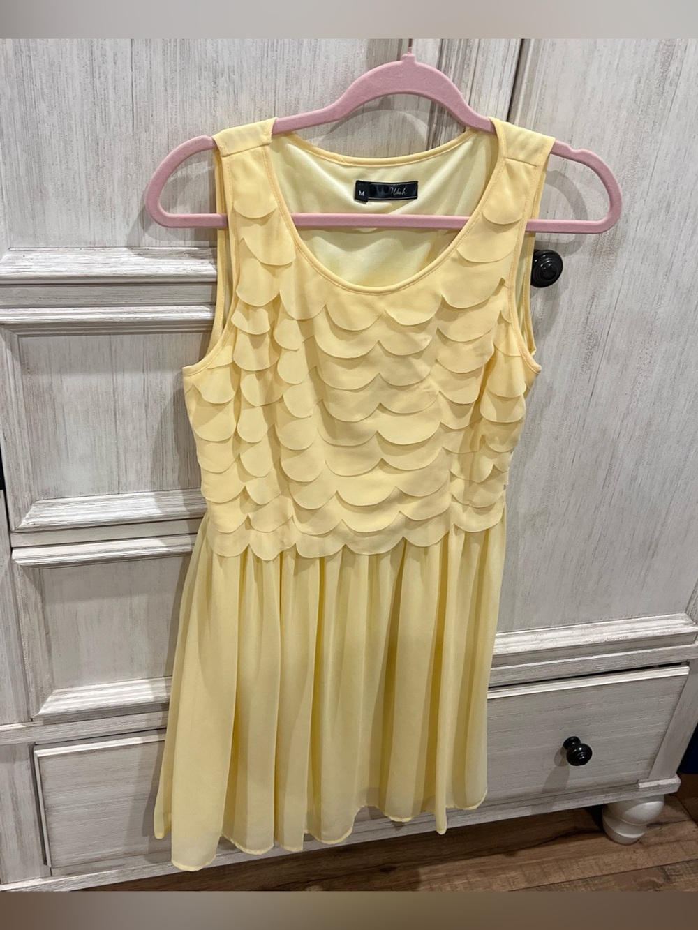Yellow Scalloped Mini Dress